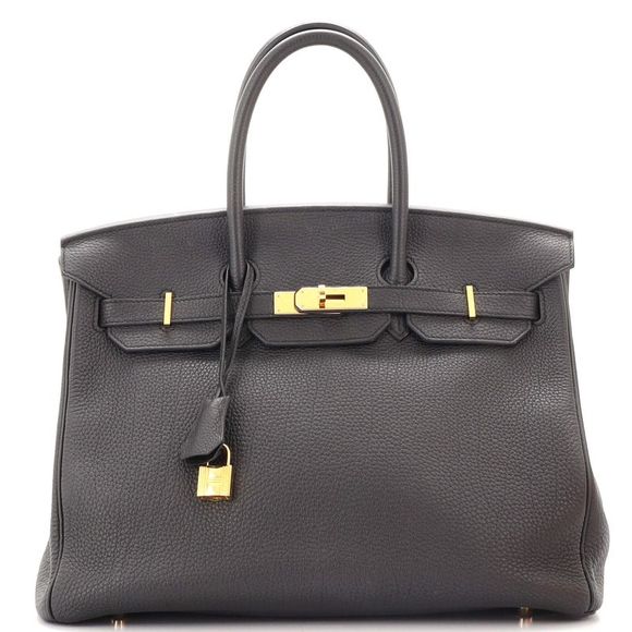 Hermes Handbags - Hermes Birkin Handbag Noir Togo with Gold Hardware 35 Black